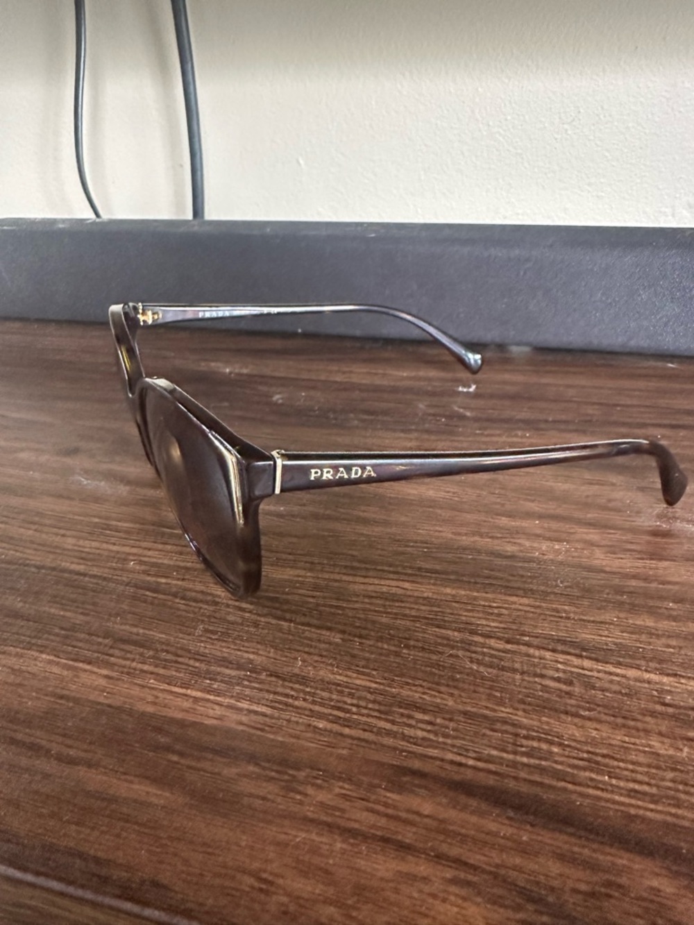 Prada Brown Gradient Square Sunglasses with Gold Logo